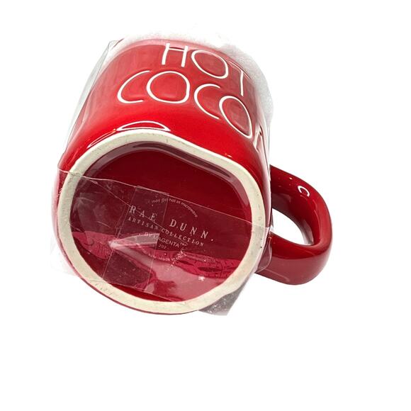 NEW Rae Dunn Ceramic Hot Cocoa COFFEE MUG + TOPPER Cover Lid Red White - Picture 4 of 5